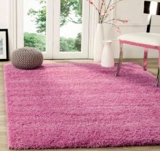 Modern Pink Plush Home Carpet